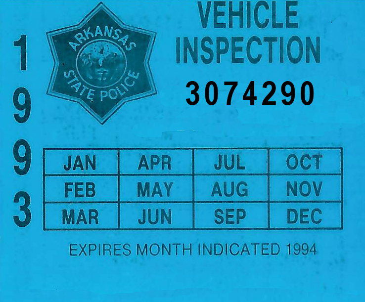 1993 Arkansas Inspection Sticker (image for) 1993 Arkansas Inspection Sticker